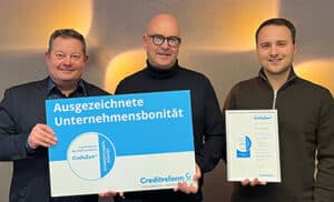 Übergabe des Creditreform Zertifikats an AGW Elektrotechnik im Januar 2026